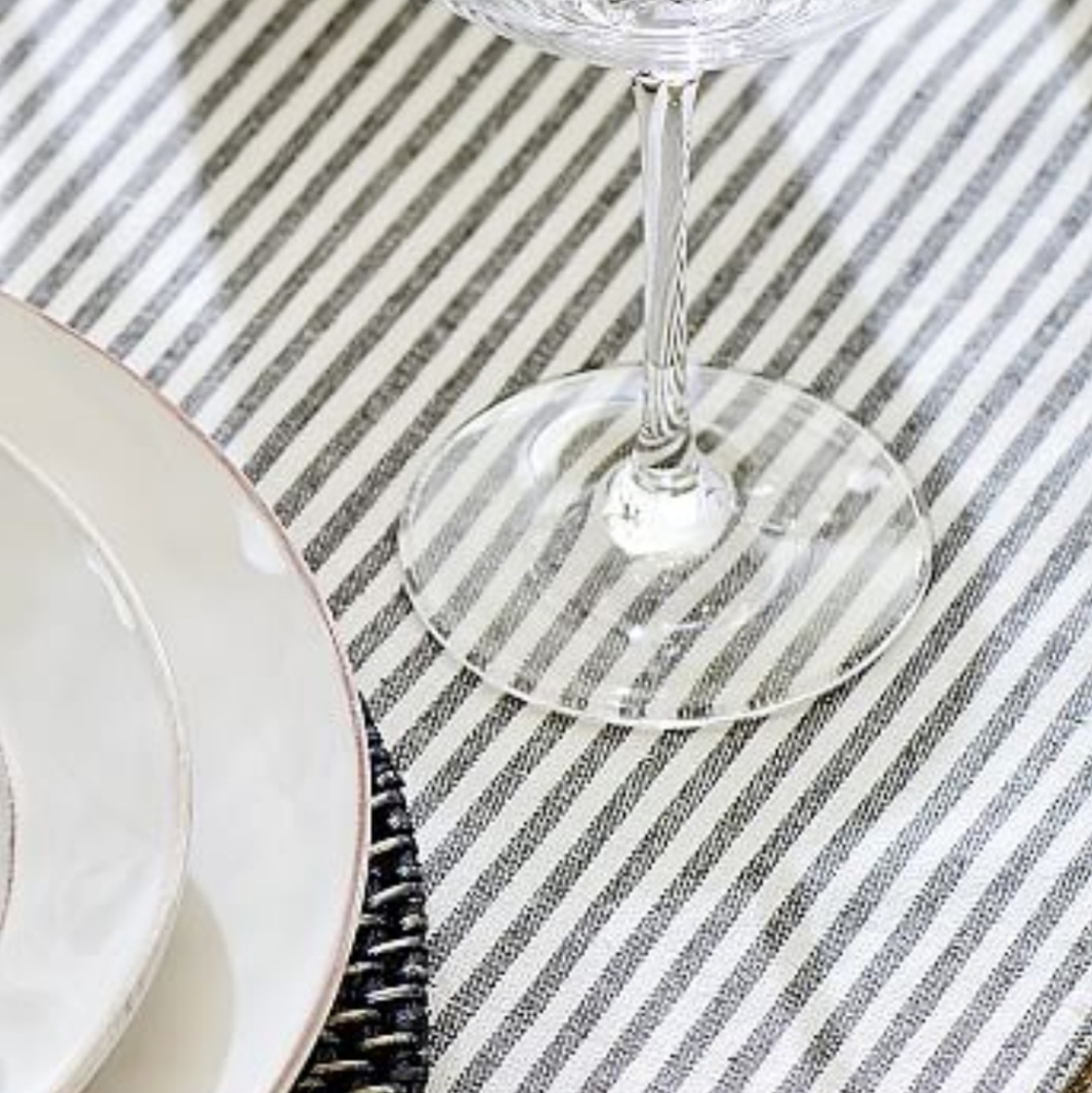 Potterybarn wheaton striped table runner.